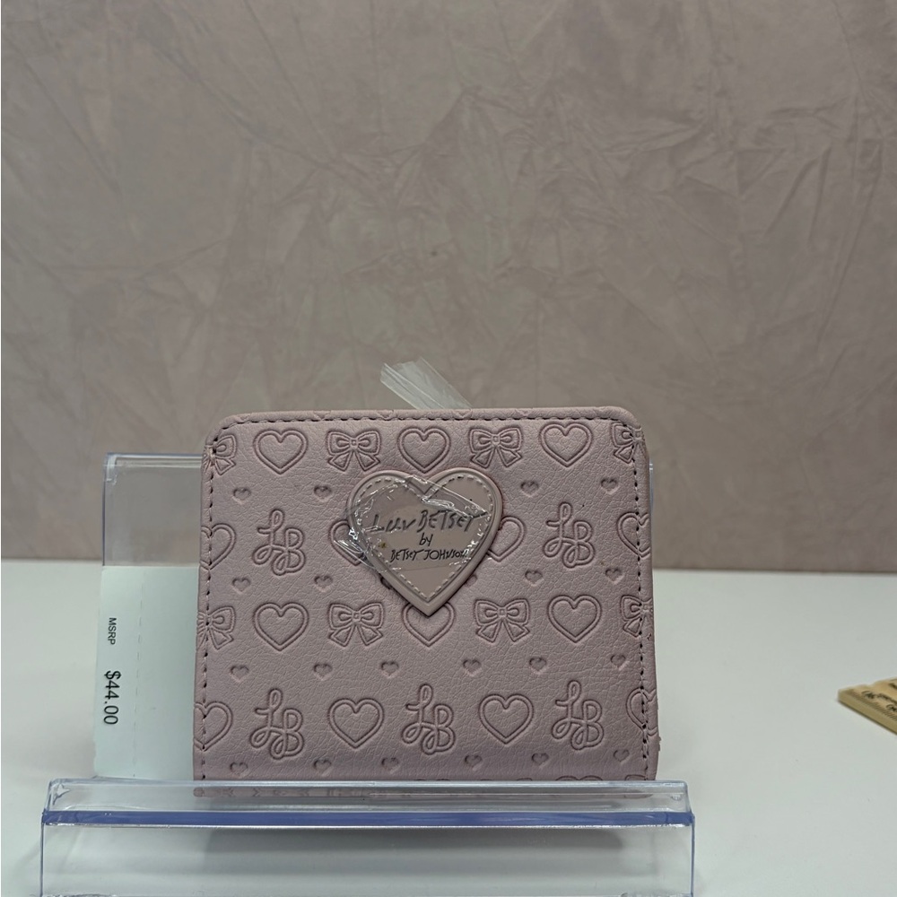 Love Betsey Blush Heart & Bow Embossed Wallet